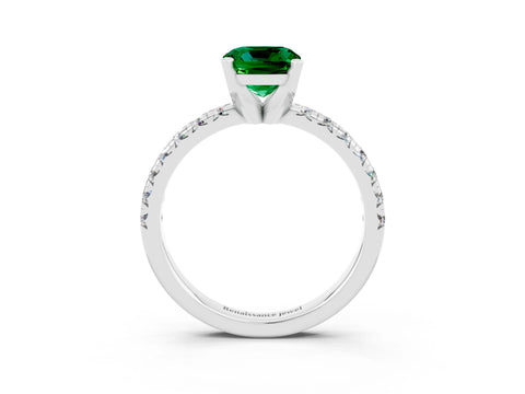 White gold Cushion Cut Solitaire Pave Diamond Engagement Ring with Four-Prong Setting_3