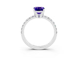 White gold Cushion Cut Solitaire Pave Diamond Engagement Ring with Four-Prong Setting_3