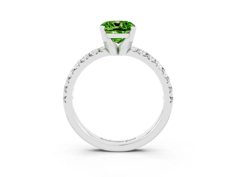 White gold Cushion Cut Solitaire Pave Diamond Engagement Ring with Four-Prong Setting_3