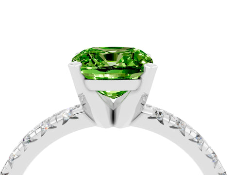 White gold Cushion Cut Solitaire Pave Diamond Engagement Ring with Four-Prong Setting_40