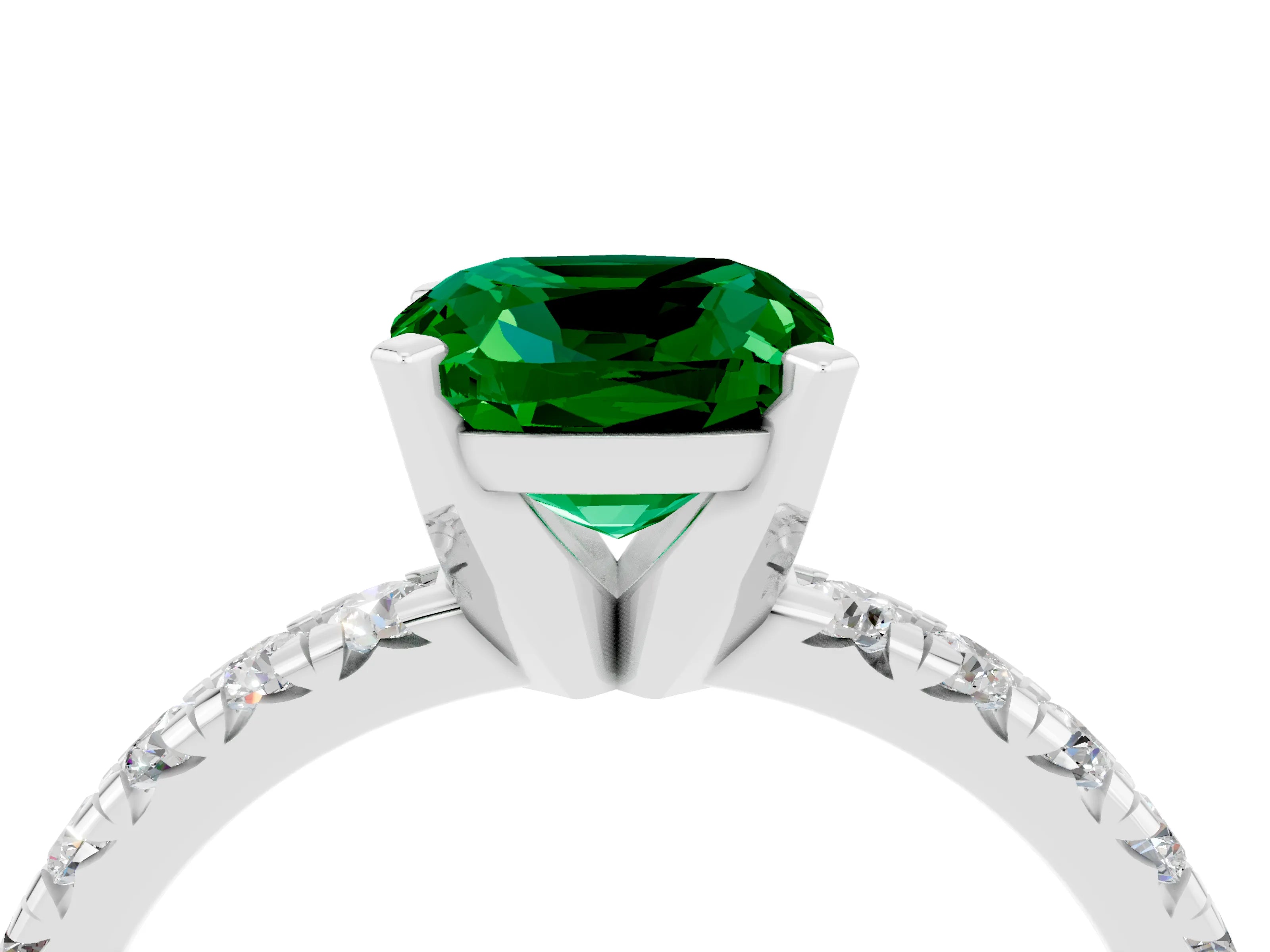 White gold Cushion Cut Solitaire Pave Diamond Engagement Ring with Four-Prong Setting_40