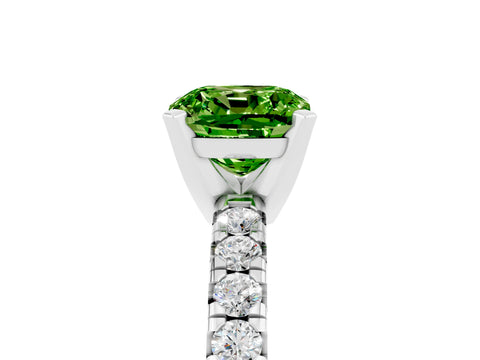 White gold Cushion Cut Solitaire Pave Diamond Engagement Ring with Four-Prong Setting_41