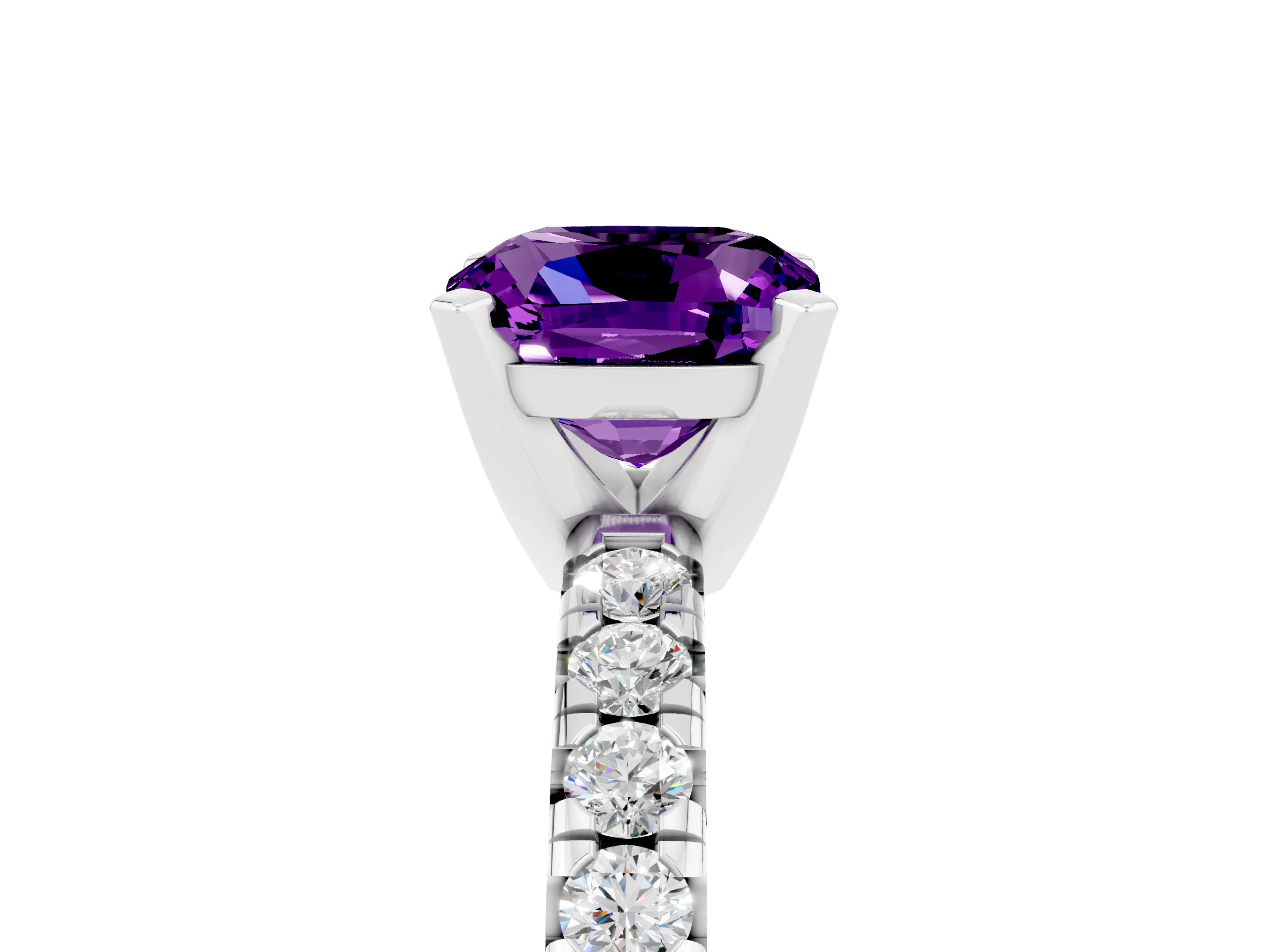 White gold Cushion Cut Solitaire Pave Diamond Engagement Ring with Four-Prong Setting_41