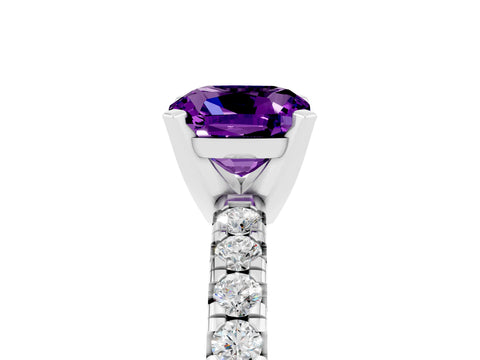 White gold Cushion Cut Solitaire Pave Diamond Engagement Ring with Four-Prong Setting_41