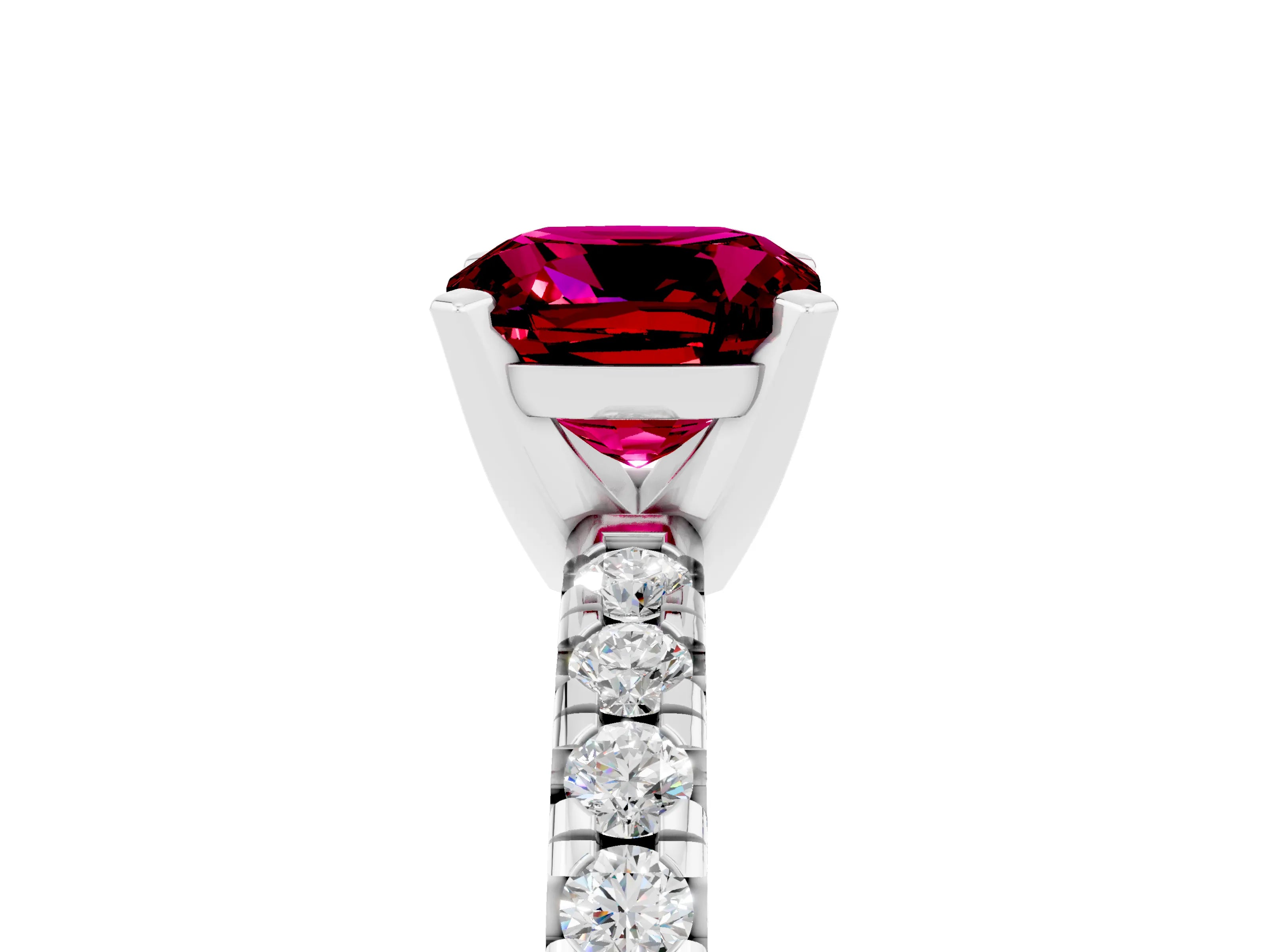 White gold Cushion Cut Solitaire Pave Diamond Engagement Ring with Four-Prong Setting_42