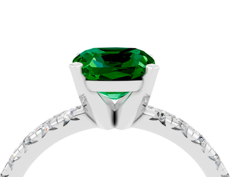 White gold Cushion Cut Solitaire Pave Diamond Engagement Ring with Four-Prong Setting_4