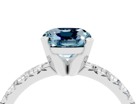 White gold Cushion Cut Solitaire Pave Diamond Engagement Ring with Four-Prong Setting_4