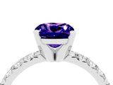 White gold Cushion Cut Solitaire Pave Diamond Engagement Ring with Four-Prong Setting_4