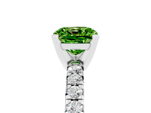 White gold Cushion Cut Solitaire Pave Diamond Engagement Ring with Four-Prong Setting_5