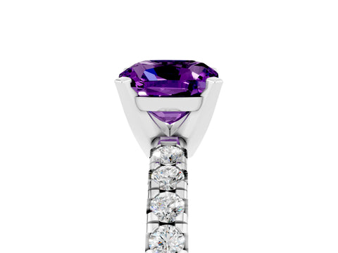 White gold Cushion Cut Solitaire Pave Diamond Engagement Ring with Four-Prong Setting_5
