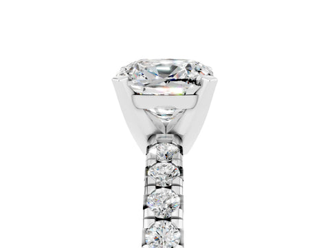 White gold Cushion Cut Solitaire Pave Diamond Engagement Ring with Four-Prong Setting_5