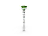 White gold Cushion Cut Solitaire Peridot Ring with Pave Band and Four-Prong Setting_2