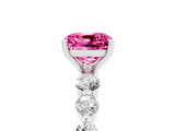 White gold Cushion Cut Solitaire Pink Sapphire Ring with Pave Band and Four-Prong Setting_29