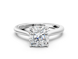 White gold Cushion Cut Solitaire Ring with Cathedral Band and Four-Prong Setting_111