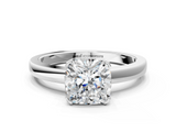 White gold Cushion Cut Solitaire Ring with Four-Prong Setting and Classic Band_70