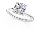 White gold Cushion Cut Solitaire Ring with Thin Band and Four-Prong Setting_49
