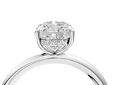 White gold Cushion Cut Solitaire Ring with Thin Band and Four-Prong Setting_53