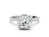 White gold Cushion Cut Solitaire Split Shank Pave Diamond Engagement Ring with Four-Prong Setting_13
