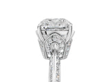 White gold Cushion Cut Solitaire Split Shank Pave Diamond Engagement Ring with Four-Prong Setting_18