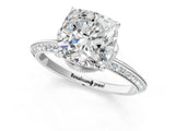 White gold Cushion Cut Solitaire Split Shank Pave Diamond Engagement Ring with Four-Prong Setting_471