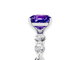 White gold Cushion Cut Solitaire Tanzanite Ring with Pave Band and Four-Prong Setting_5