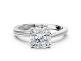 White gold Cushion Cut Solitaire Twist Band Ring with Four-Prong Setting_47