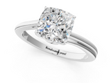 White gold Cushion Cut Solitaire Twist Band Ring with Four-Prong Setting_48
