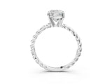White gold Cushion Cut Solitaire Twisted Band with Four-Prong Setting_125