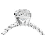 White gold Cushion Cut Solitaire Twisted Band with Four-Prong Setting_126