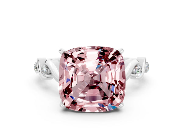 Platinum Cushion Cut Solitaire Twisted Band with Prong Setting
