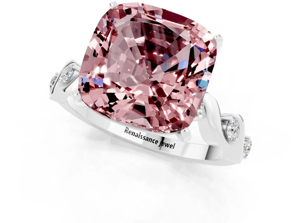 Platinum Cushion Cut Solitaire Twisted Band with Prong Setting