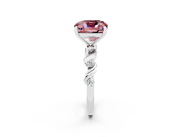 Platinum Cushion Cut Solitaire Twisted Band with Prong Setting