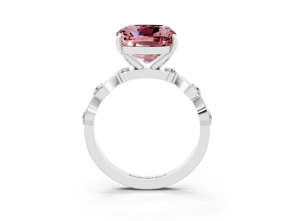 Platinum Cushion Cut Solitaire Twisted Band with Prong Setting