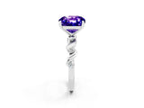 White gold Cushion Cut Solitaire Twisted Band with Prong Setting_8