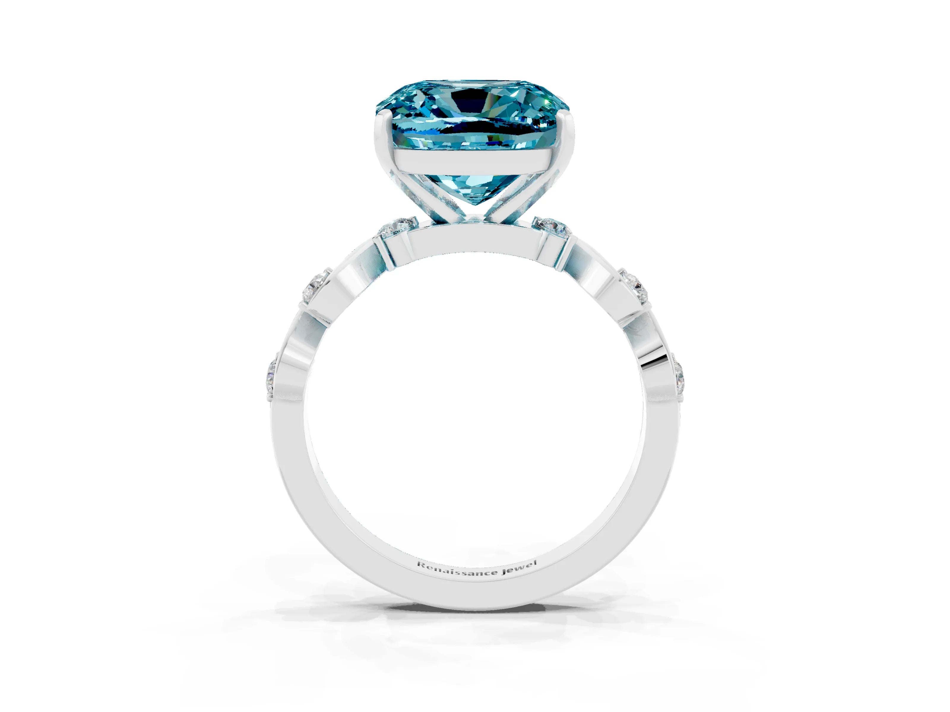 White gold Cushion Cut Solitaire Twisted Band with Prong Setting_9