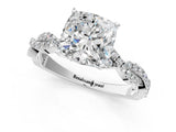 White gold Cushion Cut Solitaire Twisted Pave Band with Four-Prong Setting_5