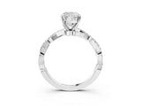 White gold Cushion Cut Solitaire Twisted Pave Band with Four-Prong Setting_7
