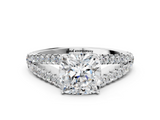 White gold Cushion Cut Split Shank Pave Diamond Engagement Ring with Four-Prong Setting_28