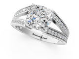 White gold Cushion Cut Split Shank Pave Diamond Ring with Four-Prong Setting_33