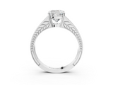 White gold Cushion Cut Split Shank Pave Diamond Ring with Four-Prong Setting_35