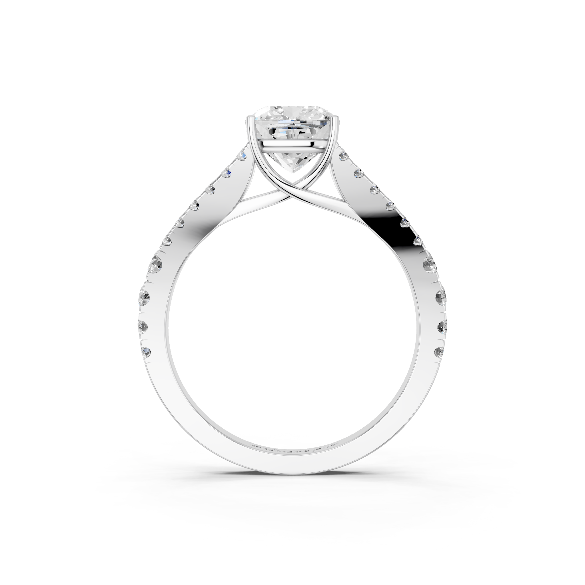 White gold Cushion Cut Split Shank Pave Engagement Ring with Four-Prong Setting_11