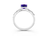 White gold Cushion Cut Tanzanite Cluster Side Stone Solitaire Ring with Prong Setting_27