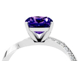 White gold Cushion Cut Tanzanite Engagement Ring with Side Stone Accents and Four-Prong Setting_28