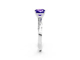 White gold Cushion Cut Tanzanite Engagement Ring with Side Stone Accents and Four-Prong Setting_29