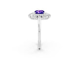 White gold Cushion Cut Tanzanite Floral Double Halo Engagement Ring with Prong Setting_27