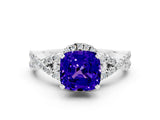 White gold Cushion Cut Tanzanite  Halo Twist Band Solitaire Prong Setting Ring_24
