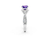 White gold Cushion Cut Tanzanite  Halo Twist Band Solitaire Prong Setting Ring_26