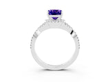 White gold Cushion Cut Tanzanite  Halo Twist Band Solitaire Prong Setting Ring_27