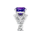 White gold Cushion Cut Tanzanite  Halo Twist Band Solitaire Prong Setting Ring_29