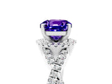 White gold Cushion Cut Tanzanite  Halo Twist Band Solitaire Prong Setting Ring_59